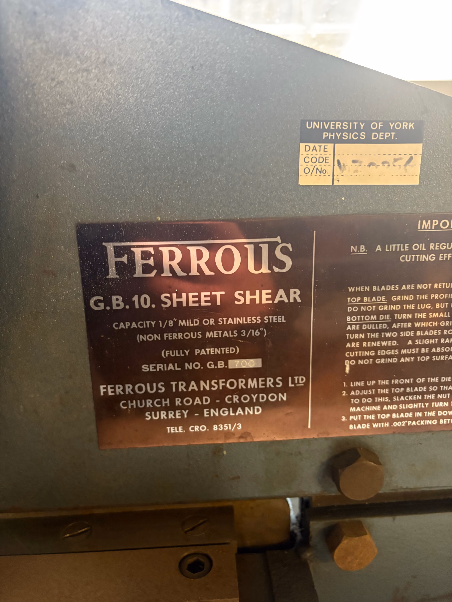 Ferrous GB 10 Sheet Shear